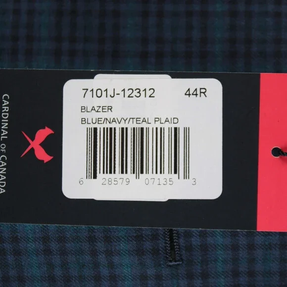 Cardinal of Canada NWT 100% Wool Sport Coat Size 44R US In Blues w/ Teal Plaid